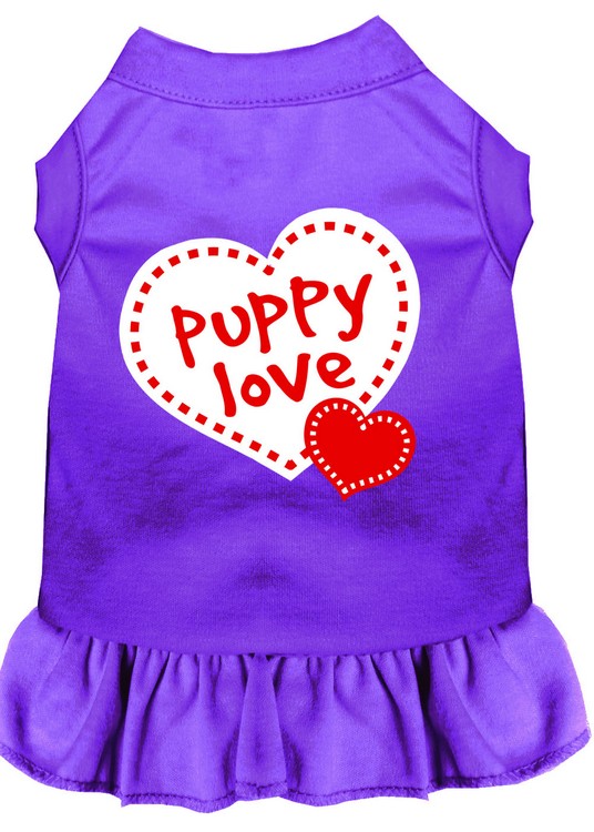 Puppy Love Screen Print Dress Purple XS